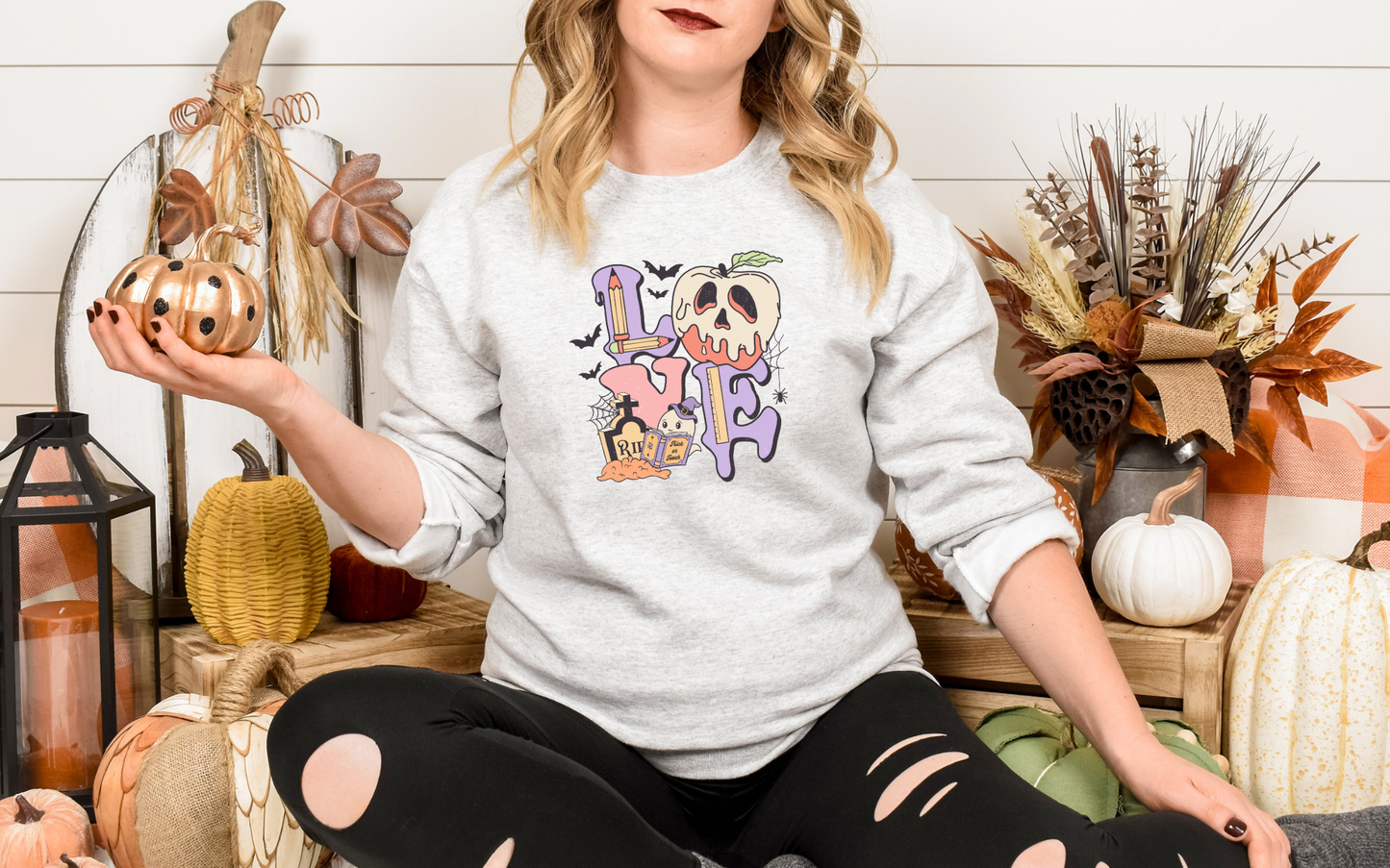 Love Teach Halloween Sweatshirt