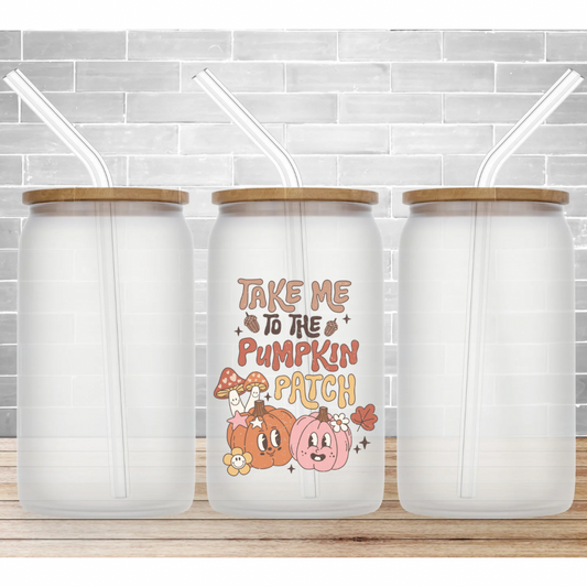 Pumpkin Patch Glass Can Cup