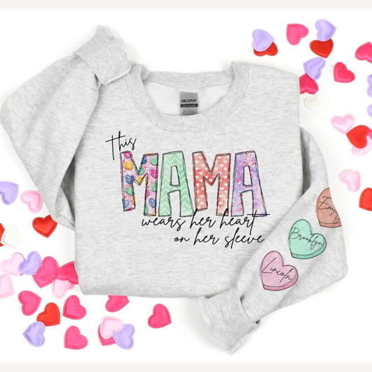 Mama Sweatshirt with Names on Sleeve.