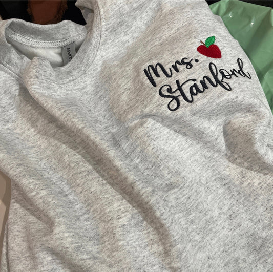 Teacher Apple Crewneck Sweatshirt