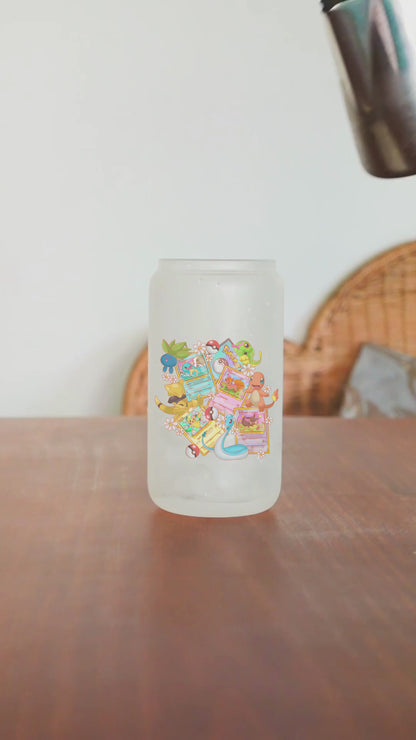 Poke Floral Characters 16oz Glass Can