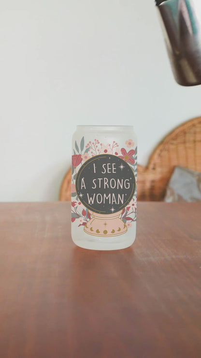 Strong Woman 16oz Glass Can