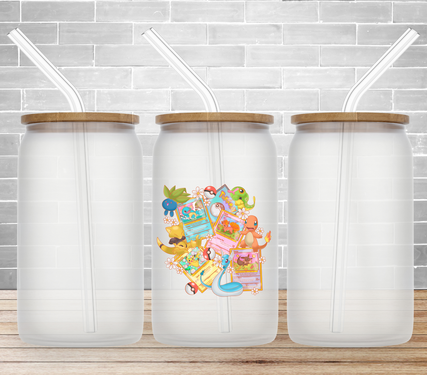 Poke Floral Characters 16oz Glass Can