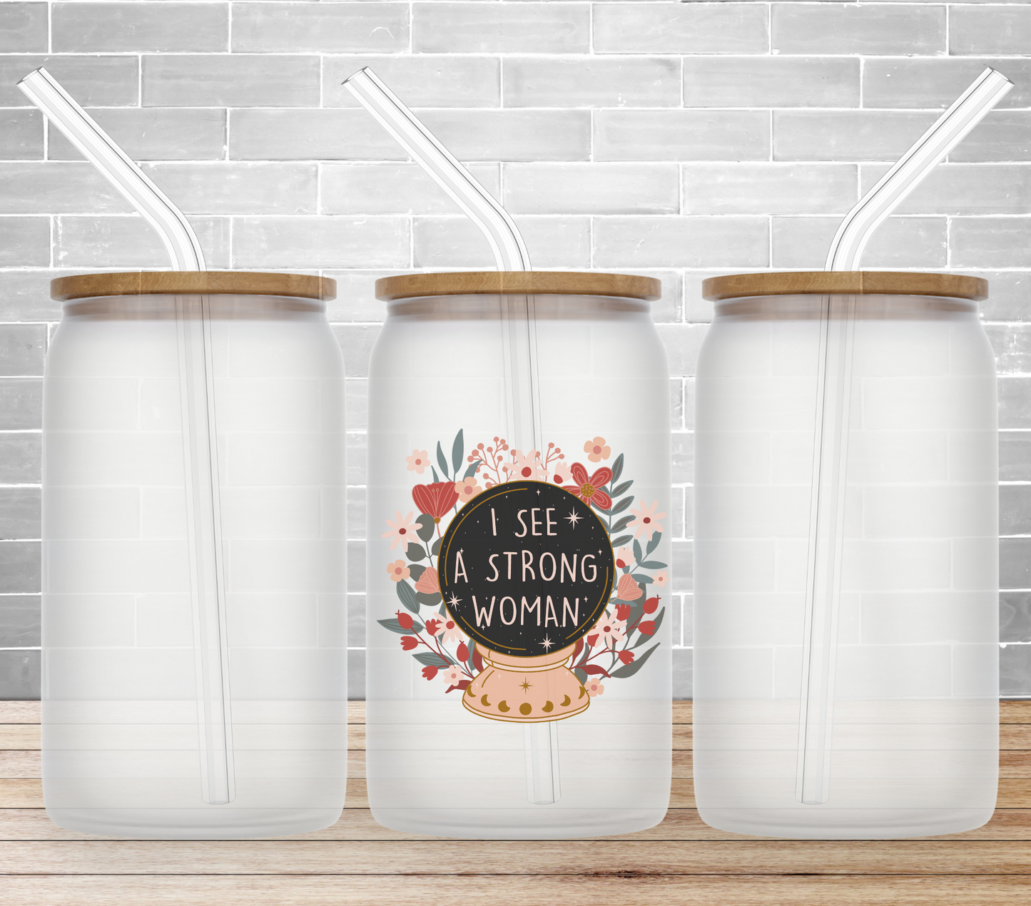 Strong Woman 16oz Glass Can